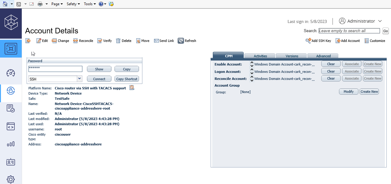 CyberArk - CPM - Cisco Router with Domain Logon support